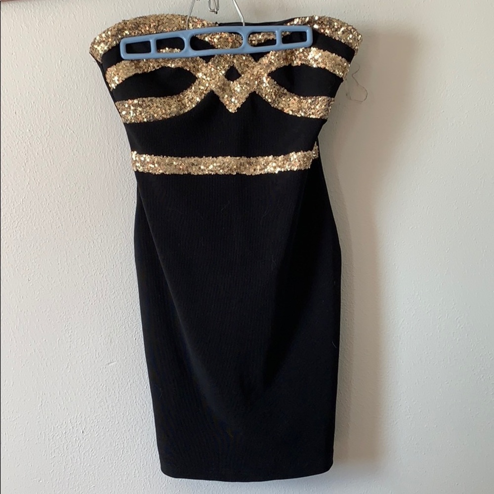Black & gold holiday dress